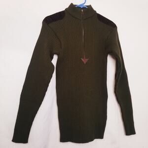Rothco Sweater Green 100% Acrylic Suede Patched Elbows and Shoulders Size S